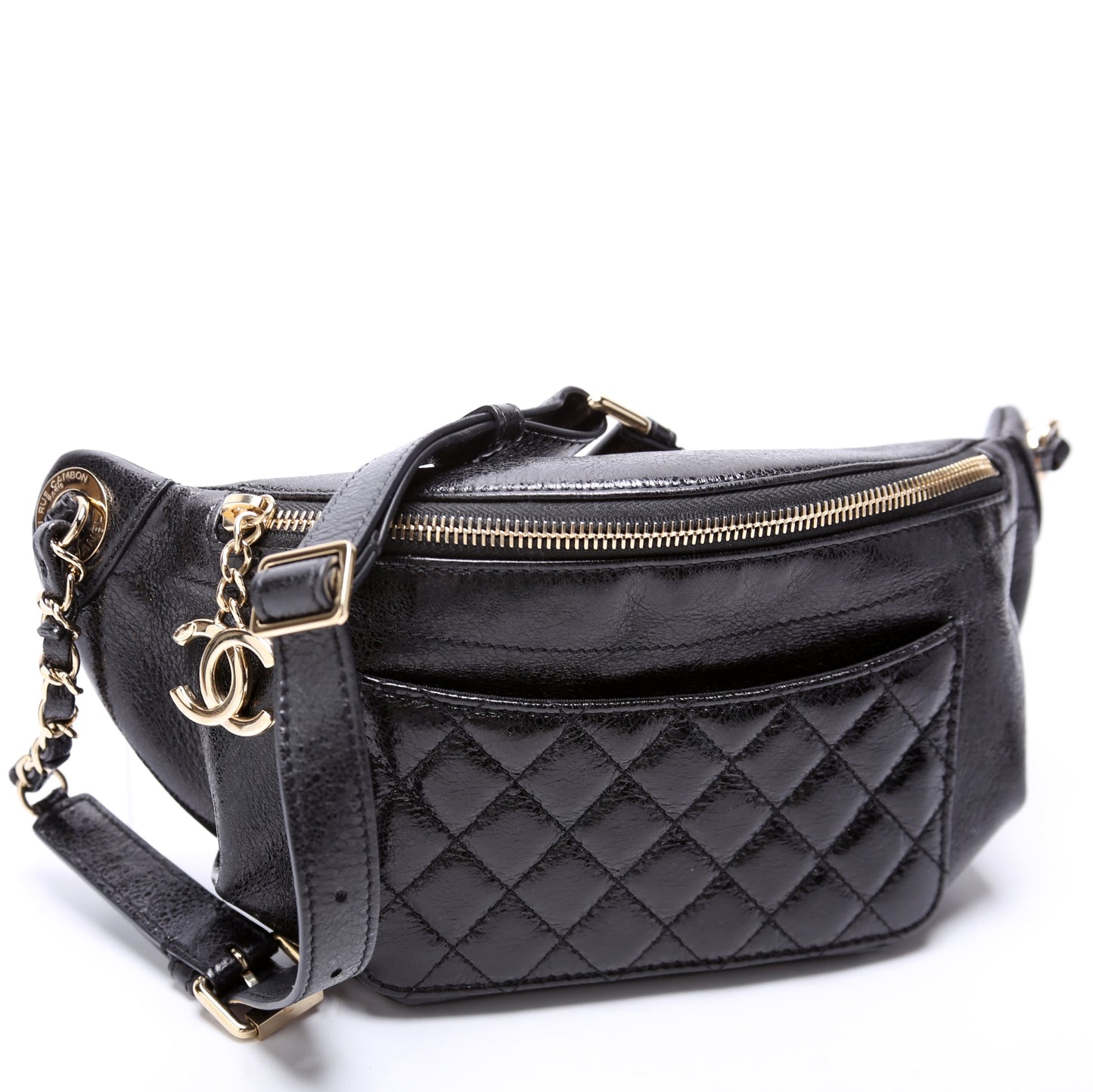 Chanel CC Waist Quilted Crumpled Glazed Lambskin 25M Bag