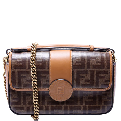Fendi Glazed Fabric Double FF Shoulder 8BT308 Bag