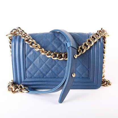 Chanel Boy Flap Small Caviar 27M Blue Bag