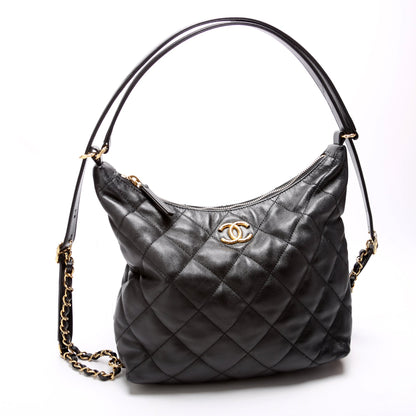 Chanel CC Quilted Maxi Hobo Lambskin RFID Bag