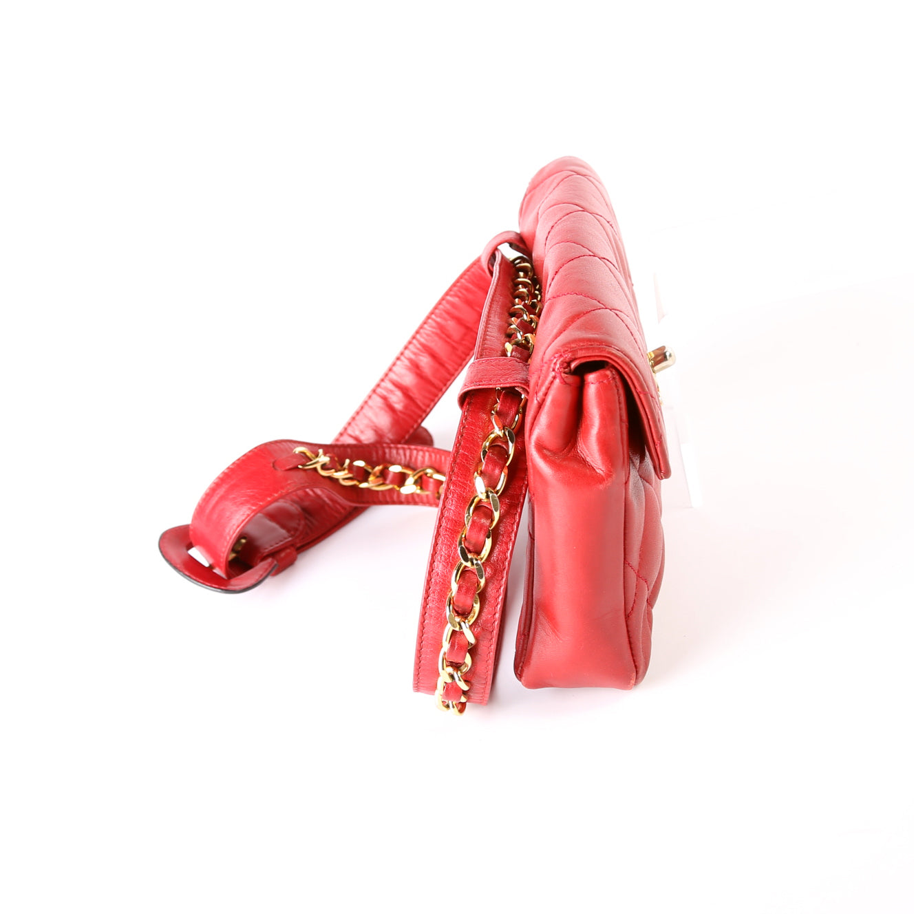 Chanel CC Turnlock Waist Vintage Belt Size 75/30 Red Bag