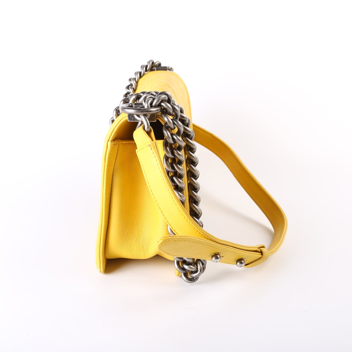 Chanel Boy Flap Medium Old Lambskin 15-20M Yellow Bag
