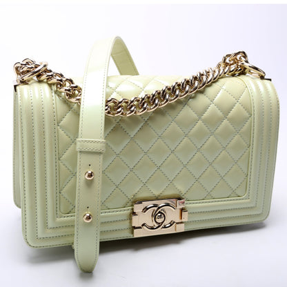 Chanel Boy Flap Medium Green 22M Bag