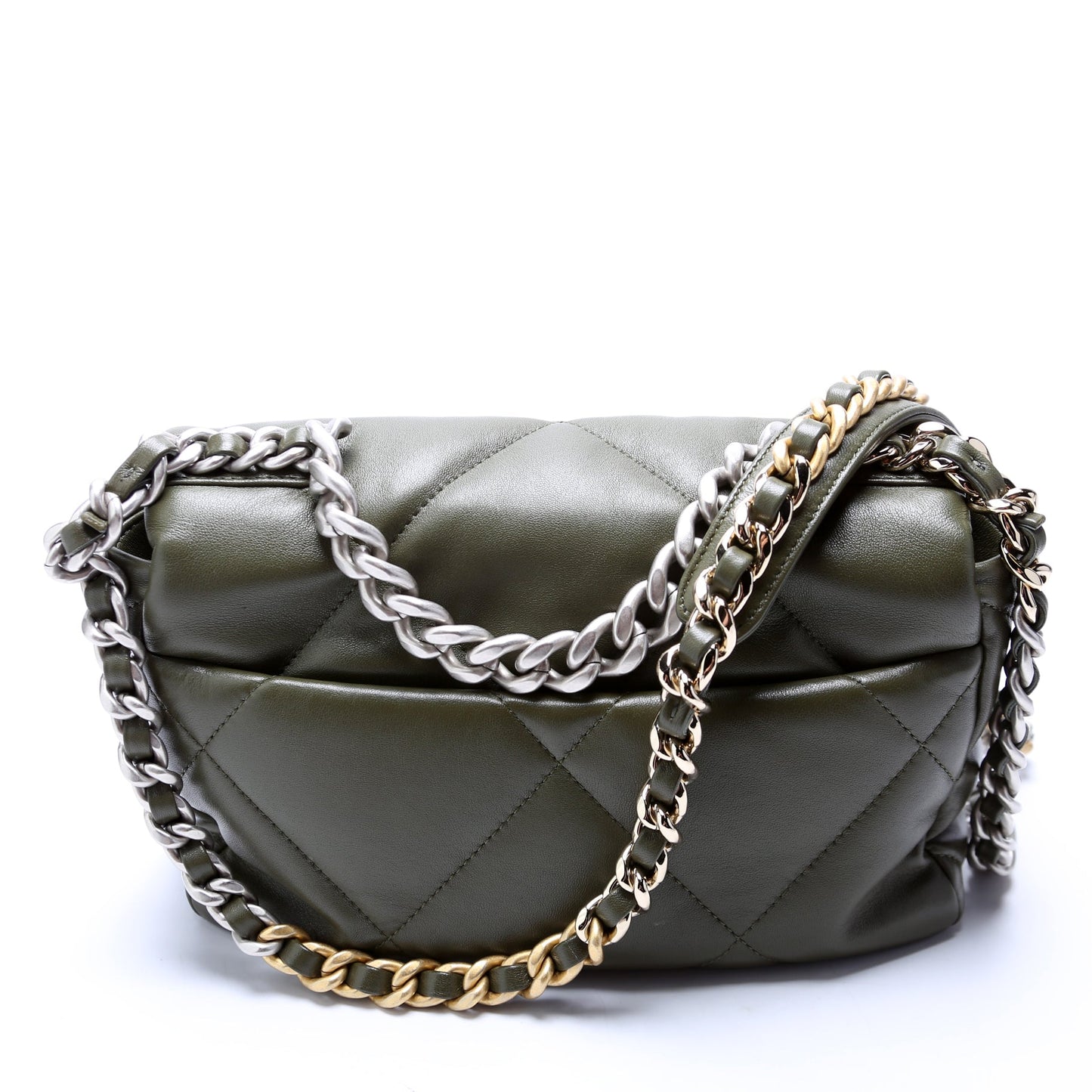 Chanel 19 Medium Flap Quilted Goatskin 28M Green Bag