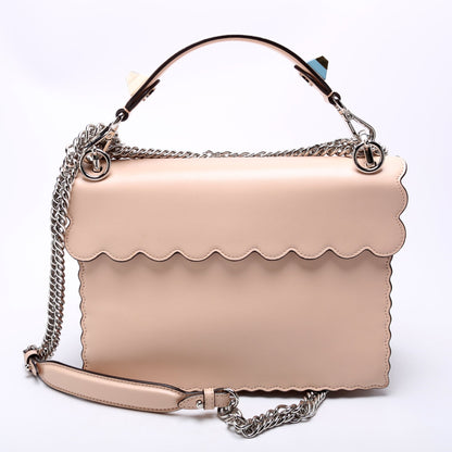 Fendi Kan I Scalloped Leather Studded Shoulder Nude Bag