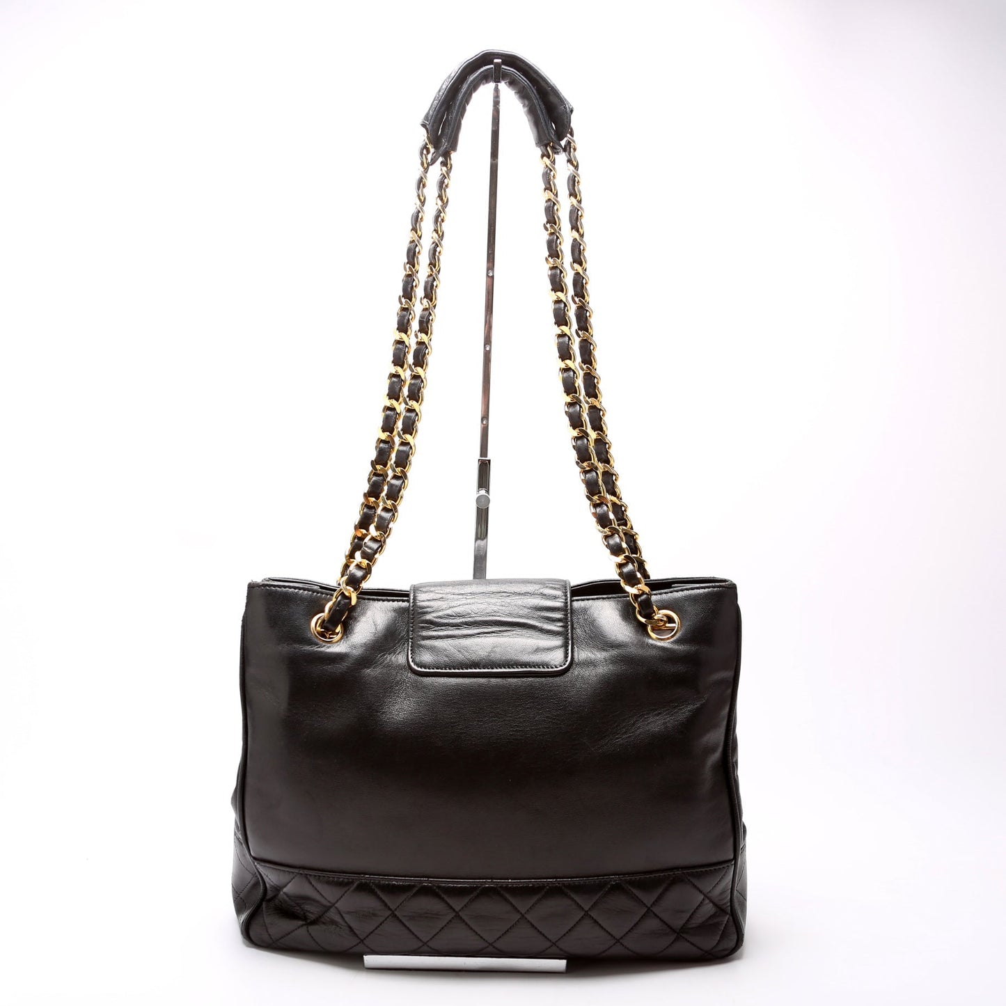 Chanel CC Quilted Lambskin Chain Shopper Vintage 1M Black Bag