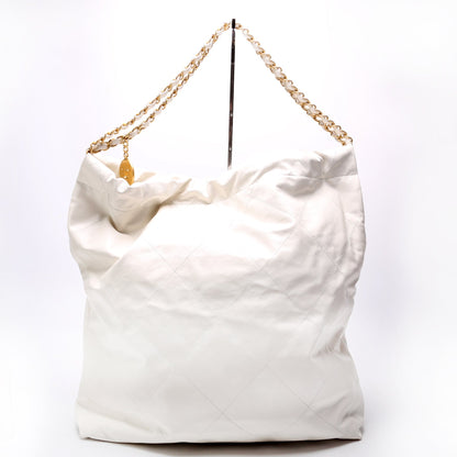 Chanel 22 Quilted Large Hobo White Bag