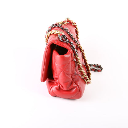 Chanel Quilted Goatskin 19 Medium Flap 30+M Red Bag