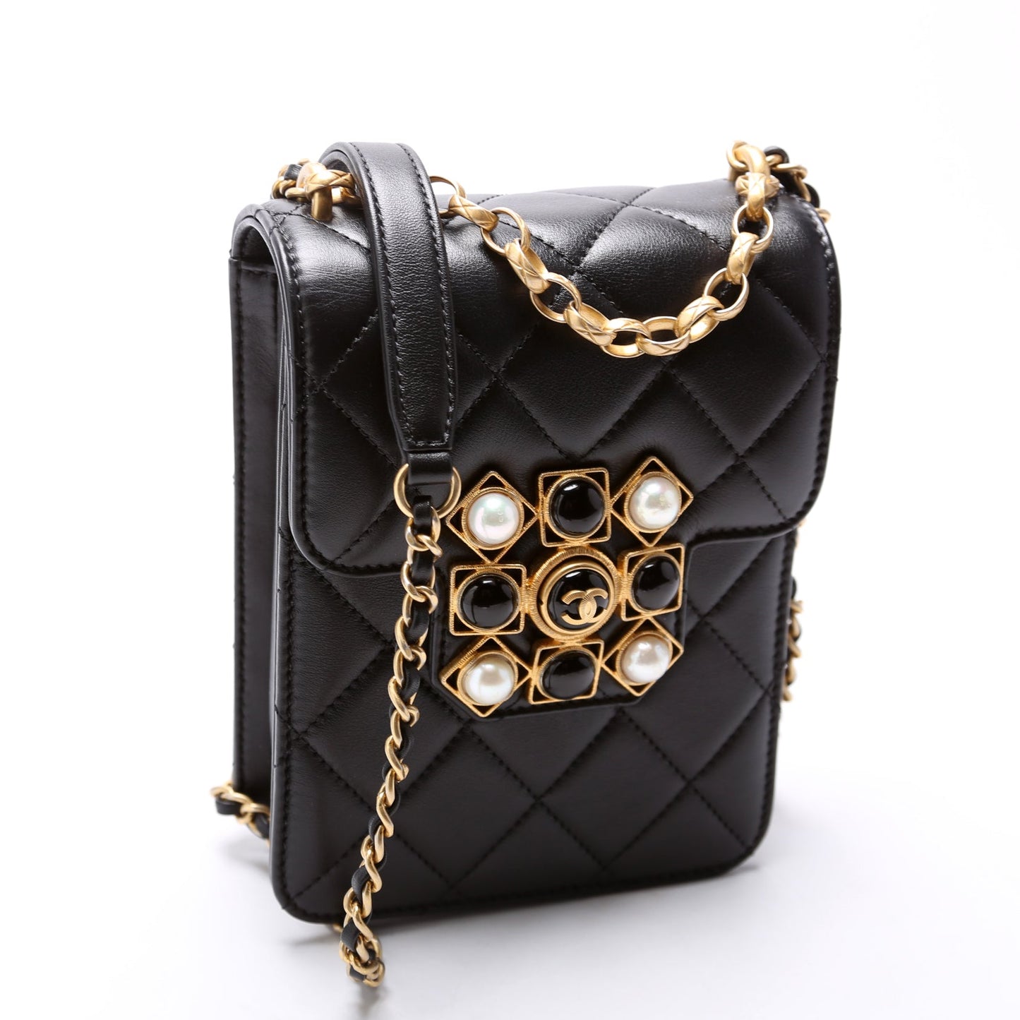Chanel North South Flap Pearl/Resin CC Quilted Lambskin 30M Bag