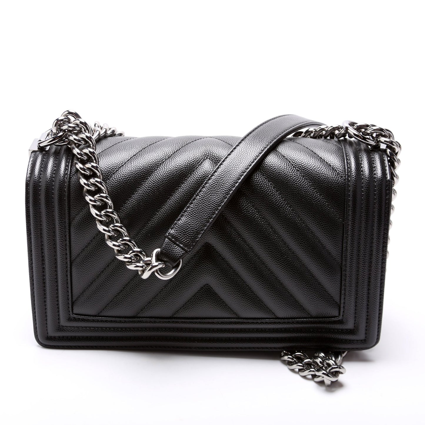 Chanel Boy Flap Medium Chevron Caviar 25M Black Bag
