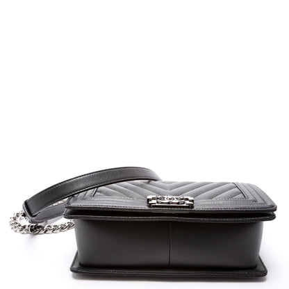 Chanel Boy Flap Medium Chevron Caviar 25M Black Bag