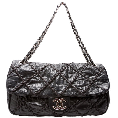 Chanel Ultra Stitch Jumbo Flap Calfskin 14M Black Bag