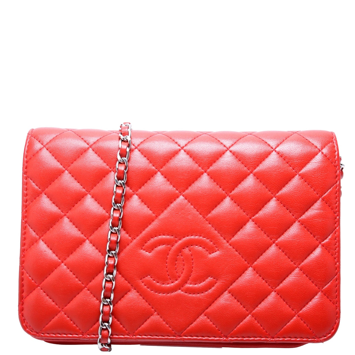 Chanel WOC CC Diamond Quilted Red Bag