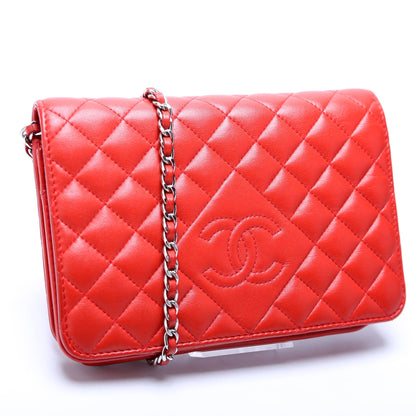 Chanel WOC CC Diamond Quilted Red Bag