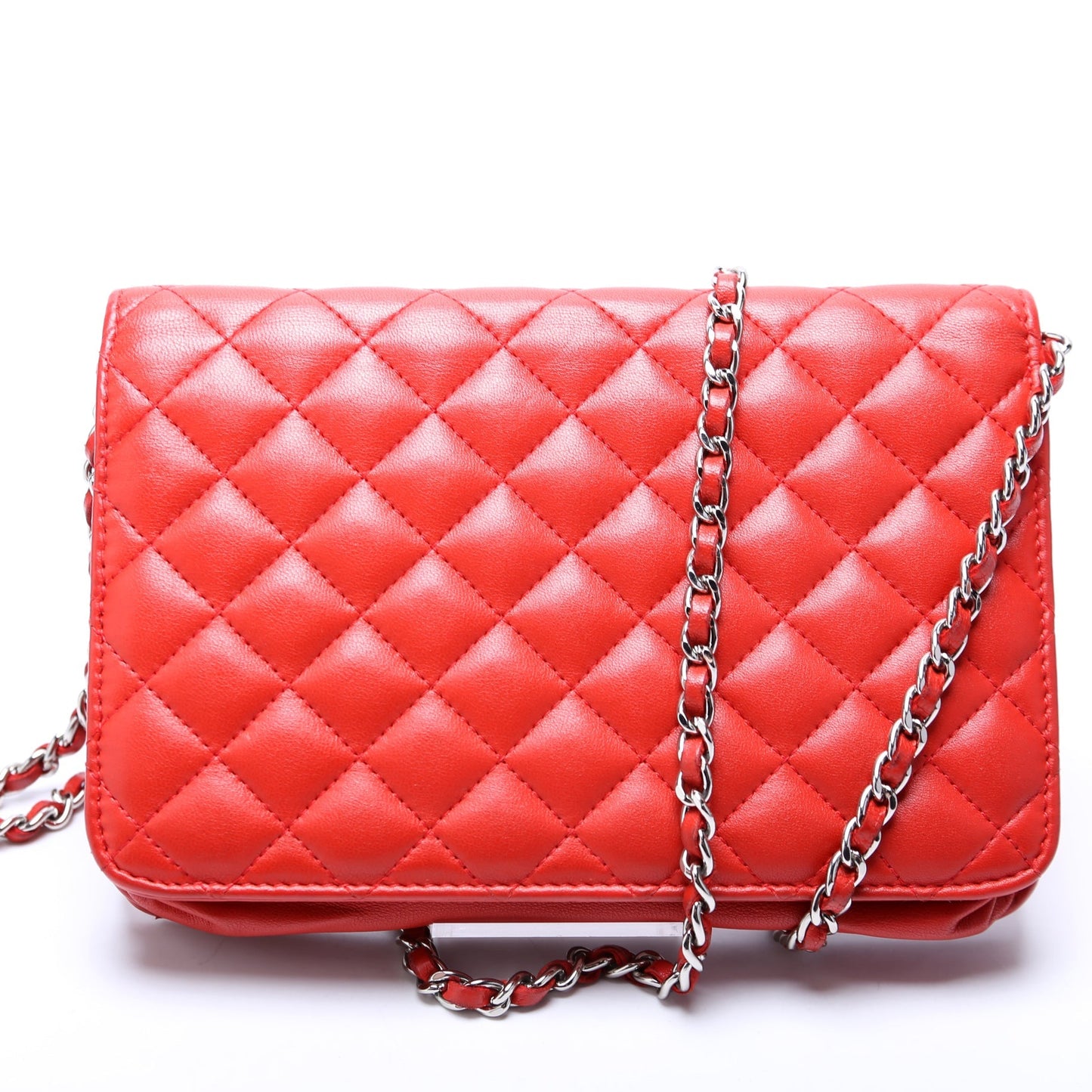Chanel WOC CC Diamond Quilted Red Bag