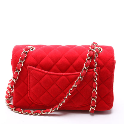 Chanel Classic Flap Mini Rectangle Velvet 24M Red Bag