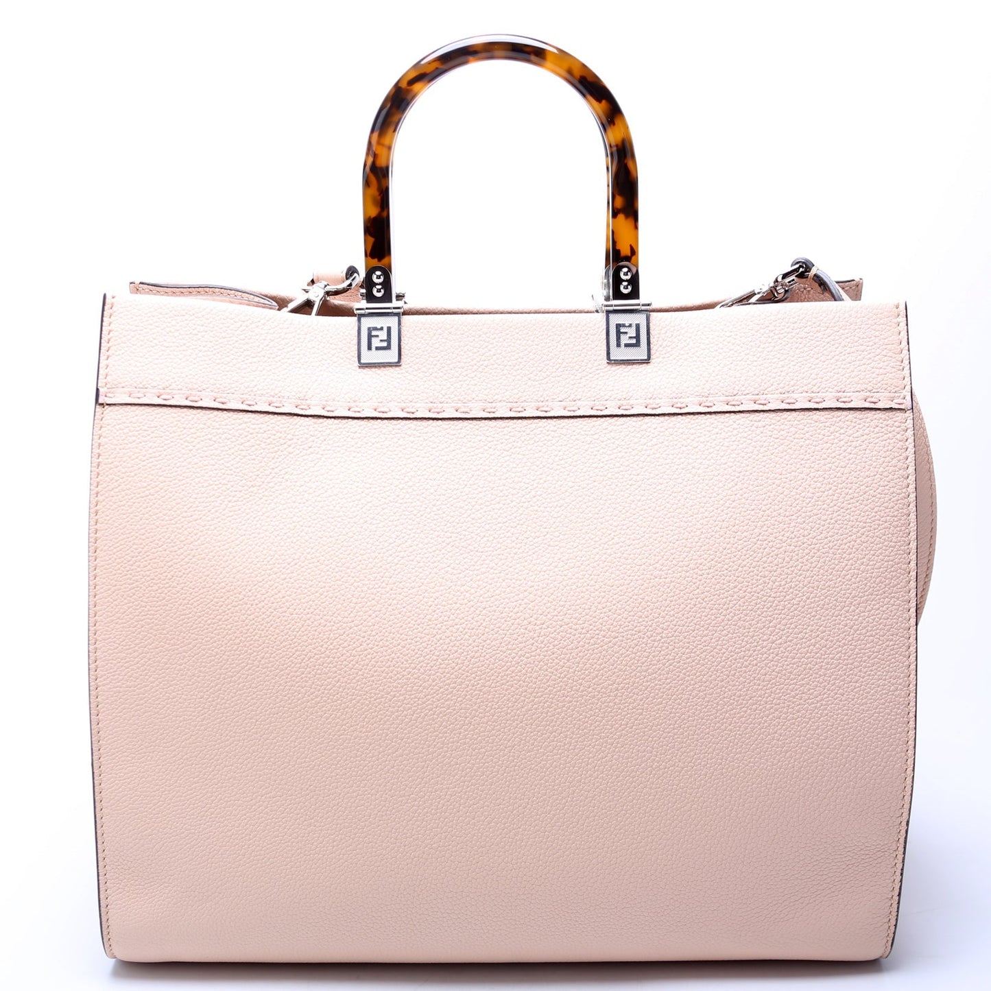 Fendi Sunshine Shopper Medium Vitello Chevron Leather Nude Bag