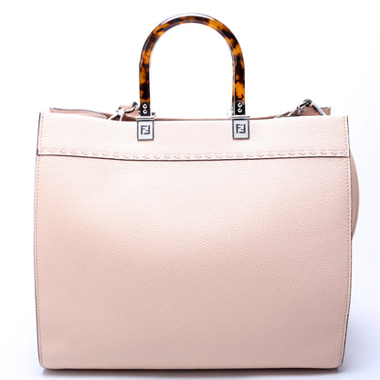 Fendi Sunshine Shopper Medium Vitello Chevron Leather Nude Bag