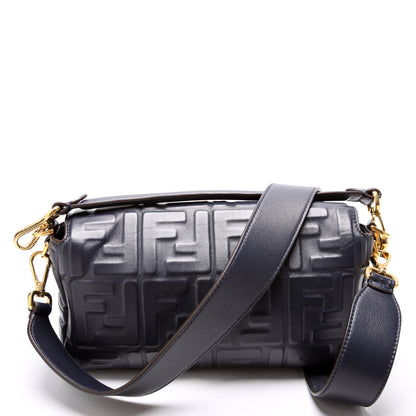 Fendi Baguette FF Embossed Nappa Navy Bag