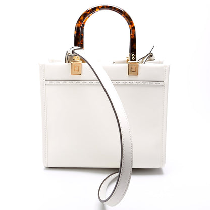 Fendi 8BH394 Sunshine Shopper Small Leather White Bag