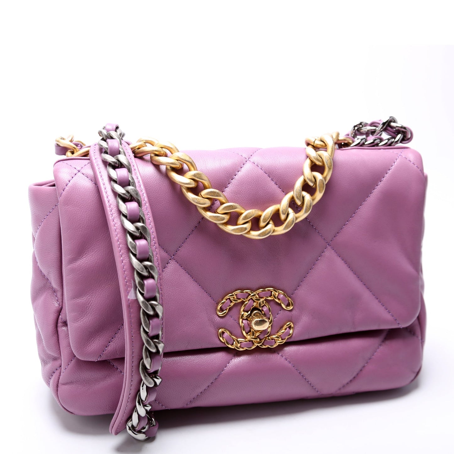 Chanel Quilted Goatskin 19 Medium Flap 30M Purple Bag
