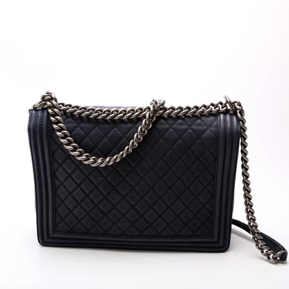 Chanel Boy Flap Large Lambskin 16M Navy Bag