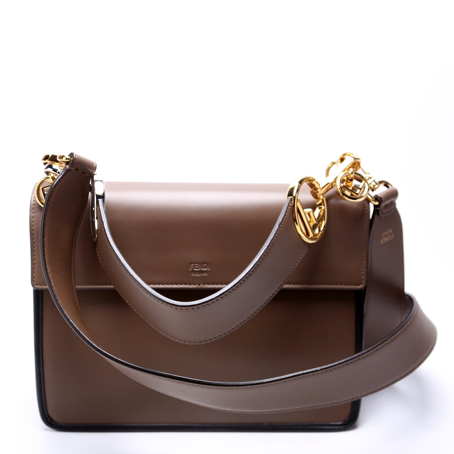 Fendi 8BT284 Kan I Medium Shoulder Vitello F Is Brown/Black Bag