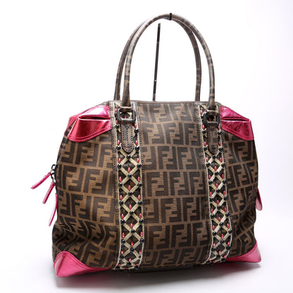 Fendi 8BL096 Zucca Fabric Beaded Top Handle Bag