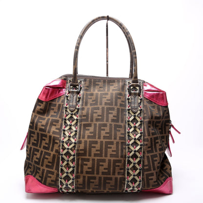 Fendi 8BL096 Zucca Fabric Beaded Top Handle Bag