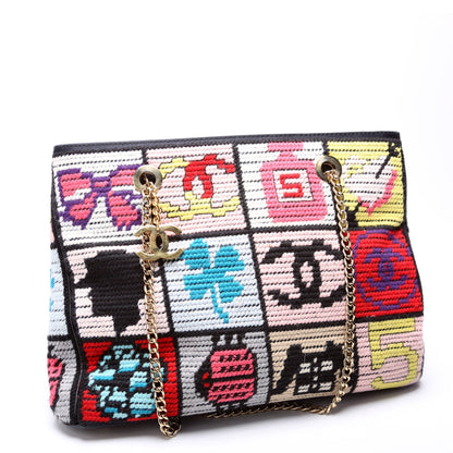 Chanel Precious Symbols Needlepoint Charms Tote 8M Bag