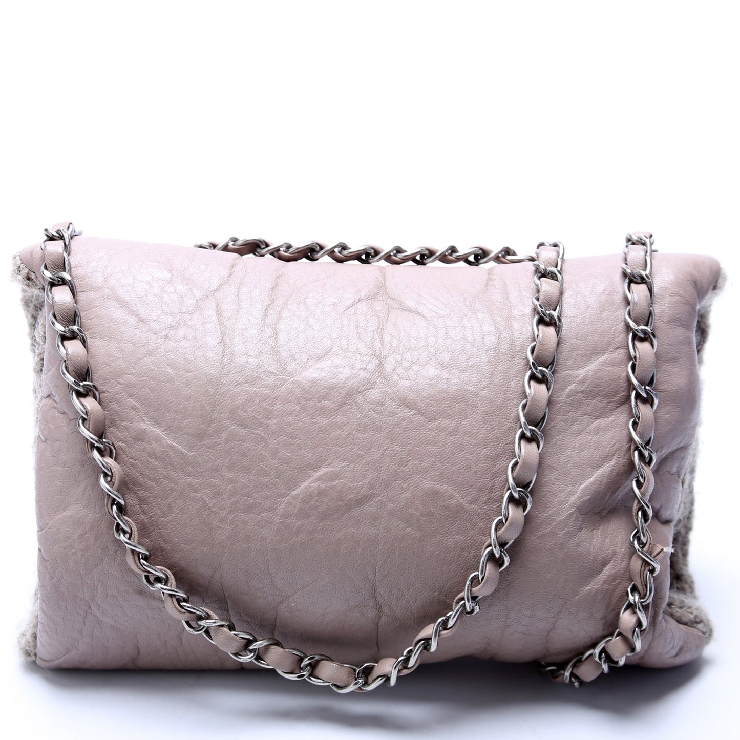 Chanel Chic Knit Mini Flap Sheepskin/Wool 18M Grey Bag