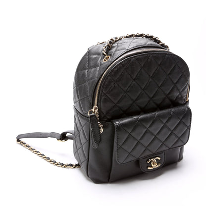 Chanel Zip Around Medium Backpack Caviar 26M Black Bag
