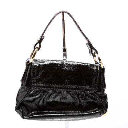 Fendi Crinkled Leather Mini Chef Hobo Black Bag