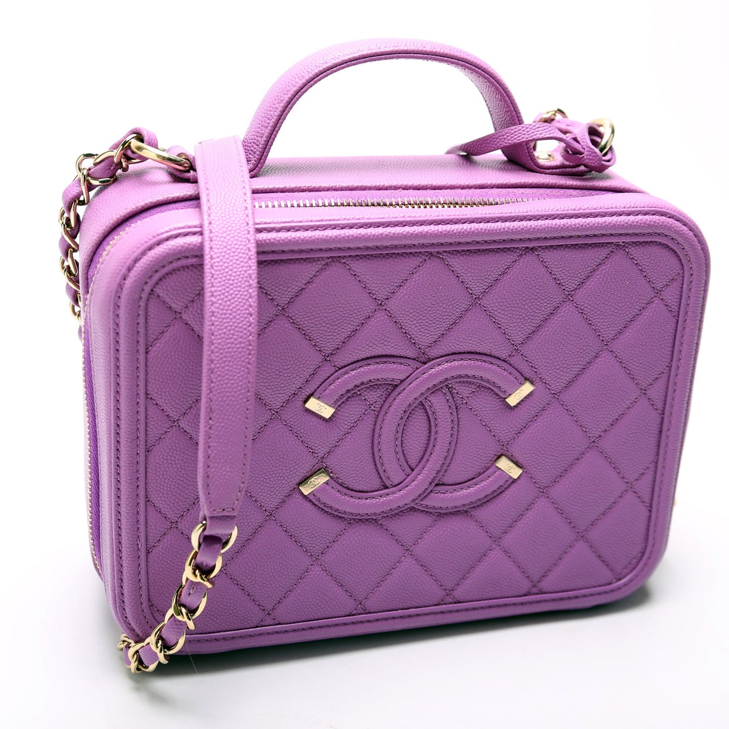 Chanel Filigree Vanity Case Medium 28M Purple Bag