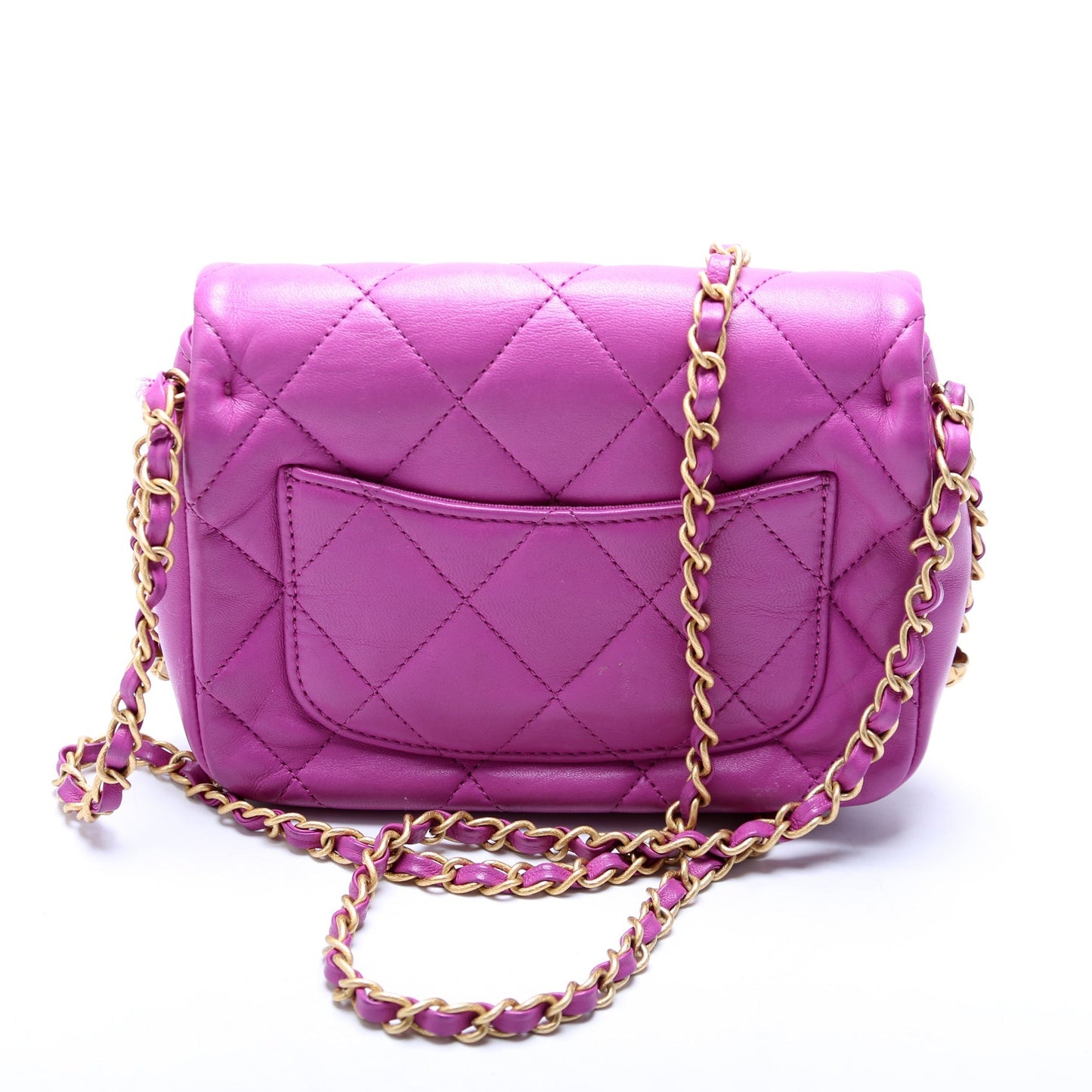 Chanel Chain Around Mini Square Flap Lambskin RFID Purple Bag