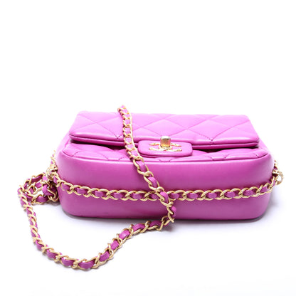 Chanel Chain Around Mini Square Flap Lambskin RFID Purple Bag