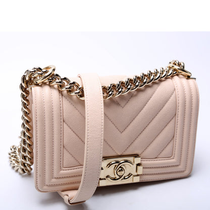 Chanel Boy Flap Small Chevron Caviar 30M Pink Bag