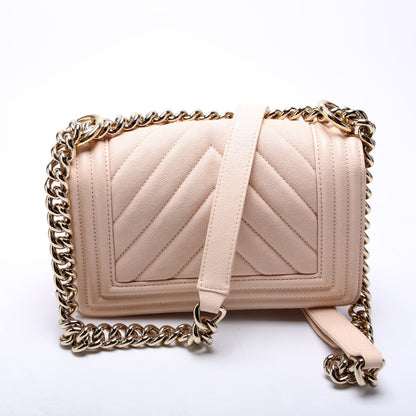 Chanel Boy Flap Small Chevron Caviar 30M Pink Bag