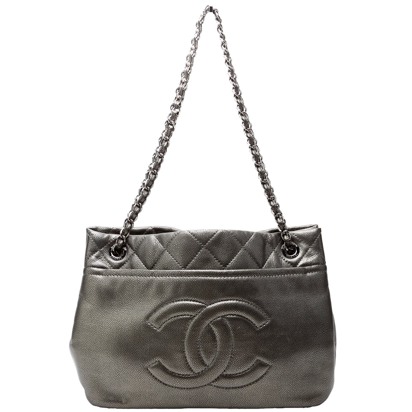 Chanel Timeless CC Soft Tote 14M Silver Bag