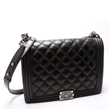 Chanel Boy Flap Large Double Stitch Lambskin 16-20m Bag