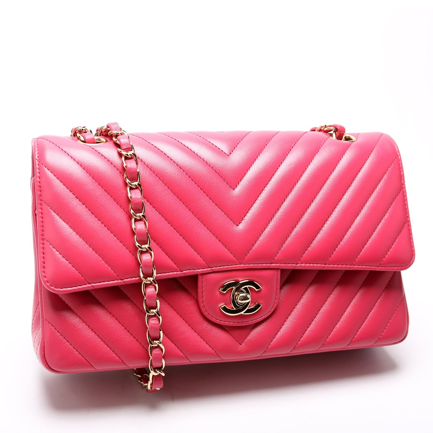 Chanel Classic Flap Medium Chevron Lambskin 29-32M Pink Bag