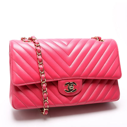 Chanel Classic Flap Medium Chevron Lambskin 29-32M Pink Bag