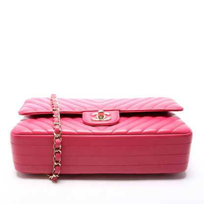 Chanel Classic Flap Medium Chevron Lambskin 29-32M Pink Bag
