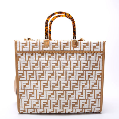 Fendi Sunshine Shopper Medium Raffia Brown Bag