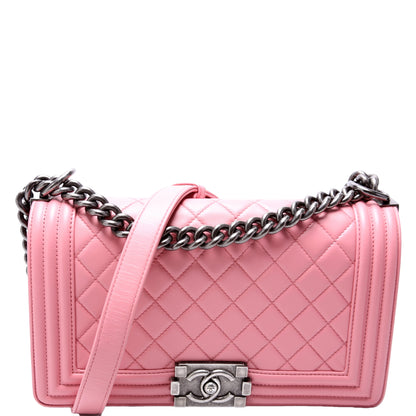 Chanel Boy Flap Medium Old Lambskin 15-20M Pink Bag