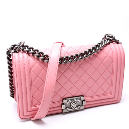 Chanel Boy Flap Medium Old Lambskin 15-20M Pink Bag