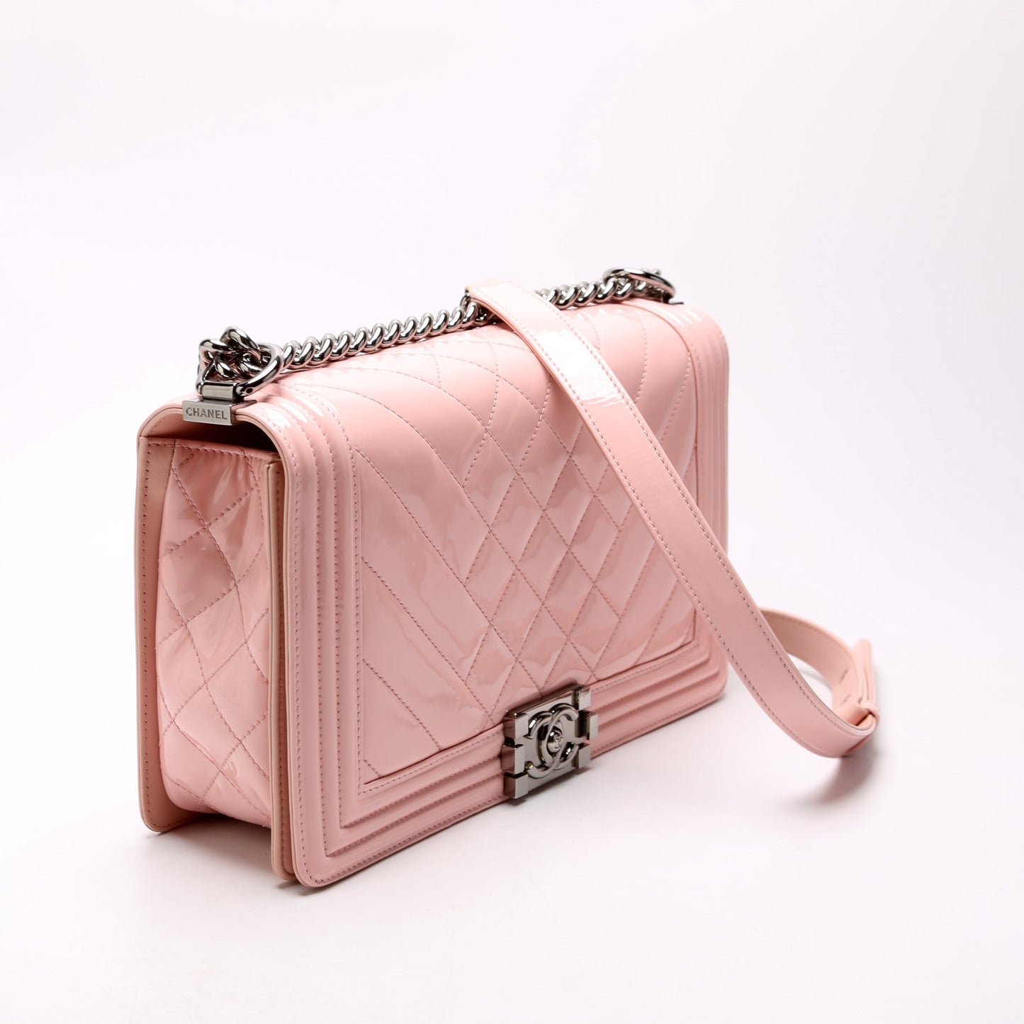 Chanel Boy Flap Medium Old Pink Patent Bag