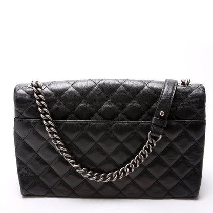 Chanel City Rock Large Flap Goatskin Quilted 21M Black Bag