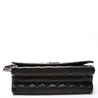 Chanel City Rock Large Flap Goatskin Quilted 21M Black Bag