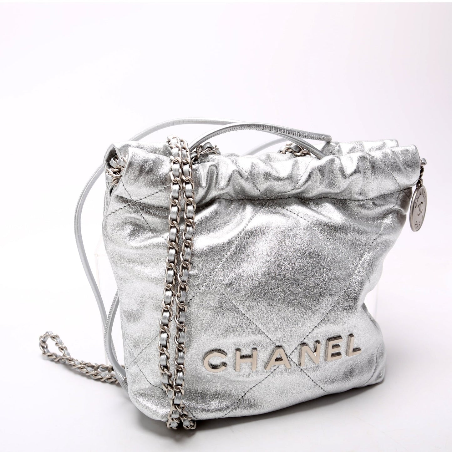 Chanel 22 Mini Metallic Calfskin RFID Silver Bag